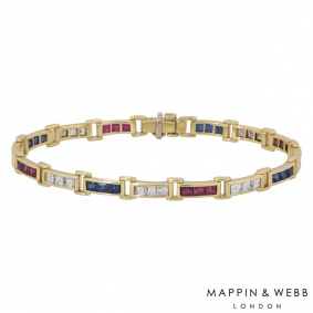 Mappin & Webb Yellow Gold Diamond And Multi-Gem Bracelet